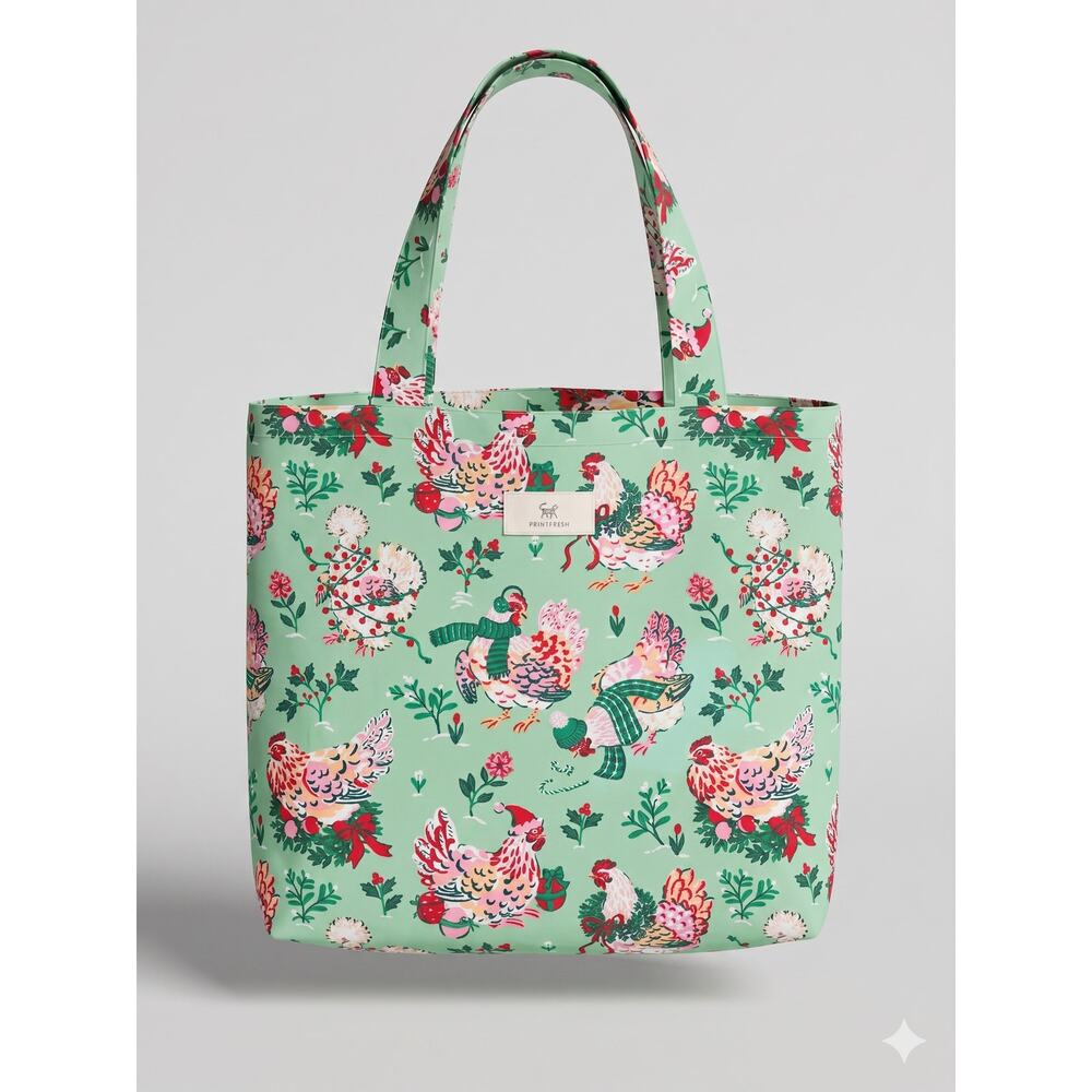Printfresh Womens OS Sustainable Cottagecore Eclectic Holiday Chicken Tote Bag